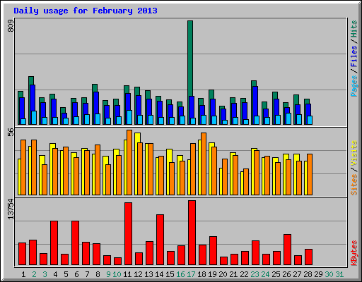 Daily usage for February 2013