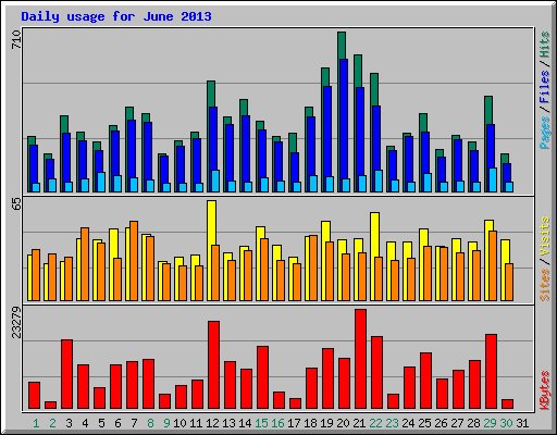 Daily usage for June 2013