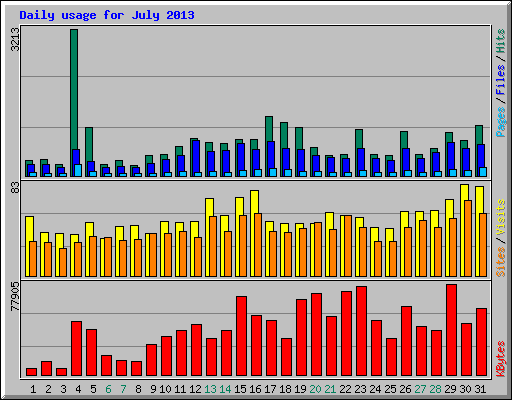 Daily usage for July 2013